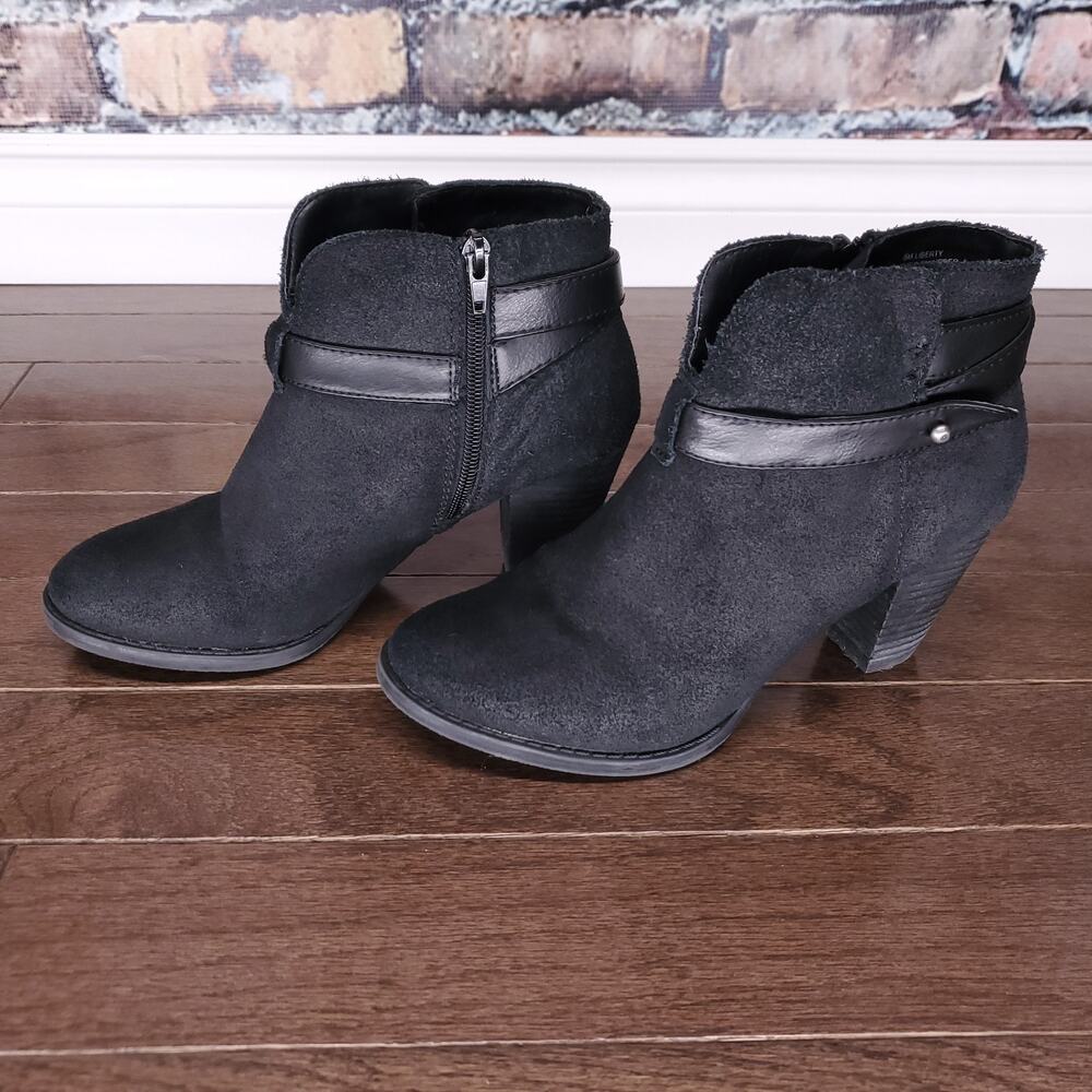 Anthropologie Crown Vintage Ankle Booties Women 8M Black Liberty Round Toe Boho